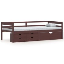 Piera Pine Wood Single Day Bed With Drawers In Dark Brown