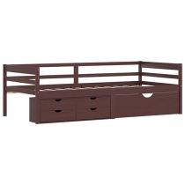 Piera Pine Wood Single Day Bed With Drawers In Dark Brown