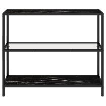 Marrim Black Marble Effect Glass Console Table With Black Frame