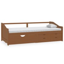 Evania Pine Wood Single Day Bed With Drawers In Honey Brown