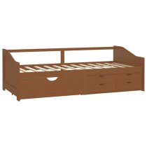 Evania Pine Wood Single Day Bed With Drawers In Honey Brown