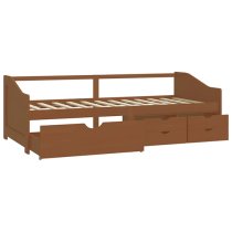 Evania Pine Wood Single Day Bed With Drawers In Honey Brown