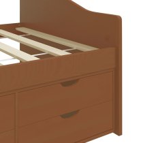 Evania Pine Wood Single Day Bed With Drawers In Honey Brown