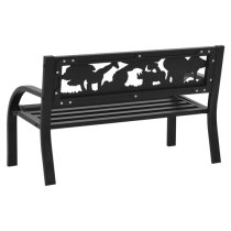 Haimi Steel Children Garden Seating Bench In Black