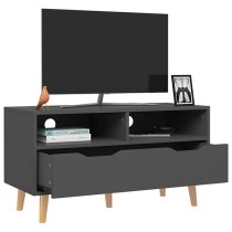 Tevy Wooden TV Stand With 1 Drawer 2 Shelves In Grey