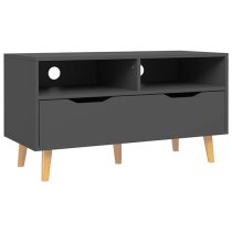 Tevy Wooden TV Stand With 1 Drawer 2 Shelves In Grey