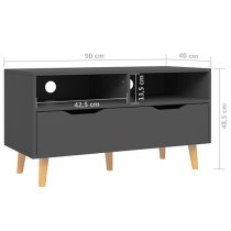 Tevy Wooden TV Stand With 1 Drawer 2 Shelves In Grey