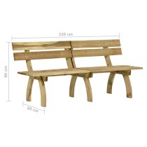 Aria 220cm Wooden Garden Seating Bench In Green Impregnated