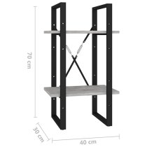 Kendria Wooden 2-Tier Bookshelf In Concrete Effect