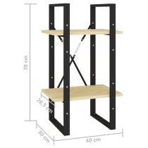 Newell Pine Wood 2-Tier Bookshelf In Natural