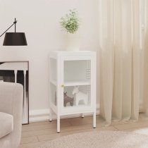 Hetty Clear Glass Sideboard With 1 Door In White Steel Frame