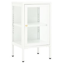 Hetty Clear Glass Sideboard With 1 Door In White Steel Frame