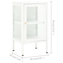 Hetty Clear Glass Sideboard With 1 Door In White Steel Frame