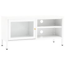 Voss Steel TV Stand With 1 Door In White