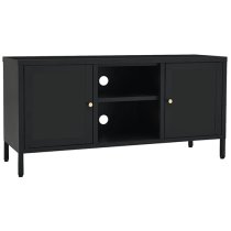 Voss Steel TV Stand With 2 Doors In Black