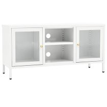 Voss Steel TV Stand With 2 Doors In White