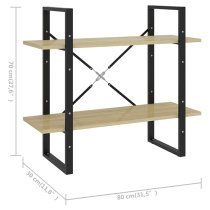 Feryal Wooden 2-Tier Bookshelf In Sonoma Oak