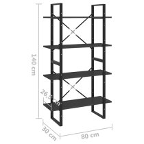 Feryal Wooden 4-Tier Bookshelf In Grey