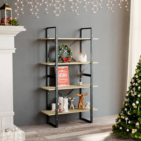 Feryal Wooden 4-Tier Bookshelf In Sonoma Oak