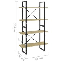 Feryal Wooden 4-Tier Bookshelf In Sonoma Oak