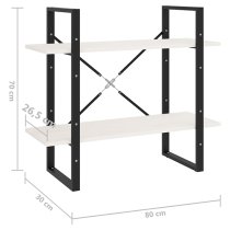 Hanny Pine Wood 2-Tier Bookshelf In White