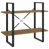 Hanny Pine Wood 2-Tier Bookshelf In Brown