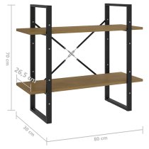 Hanny Pine Wood 2-Tier Bookshelf In Brown