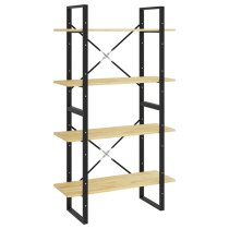 Hanny Pine Wood 4-Tier Bookshelf In Natural