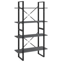 Hanny Pine Wood 4-Tier Bookshelf In Grey