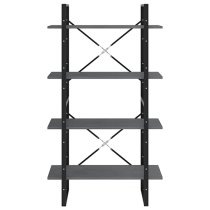 Hanny Pine Wood 4-Tier Bookshelf In Grey