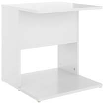 Kaori High Gloss Side Table With Shelves In White