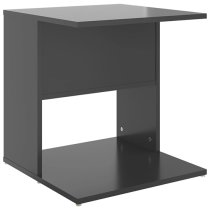 Kaori High Gloss Side Table With Shelves In Grey