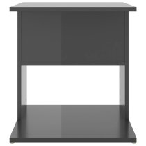 Kaori High Gloss Side Table With Shelves In Grey