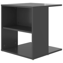 Kaori High Gloss Side Table With Shelves In Grey