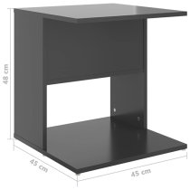 Kaori High Gloss Side Table With Shelves In Grey