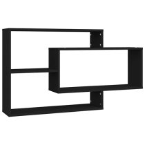 Visola Wooden Rectangular Wall Shelves In Black