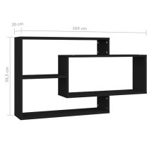 Visola Wooden Rectangular Wall Shelves In Black