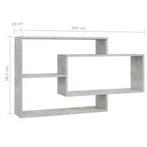 Visola Wooden Rectangular Wall Shelves In Concrete Effect