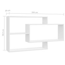 Visola High Gloss Rectangular Wall Shelves In White