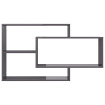 Visola High Gloss Rectangular Wall Shelves In Grey