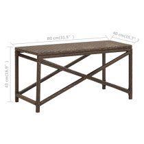 Sophiya 80cm Poly Rattan Garden Seating Bench In Brown