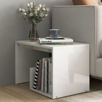 Kanoa High Gloss Side Table With Ample Storage In White