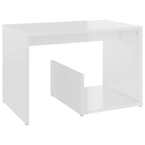 Kanoa High Gloss Side Table With Ample Storage In White