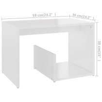 Kanoa High Gloss Side Table With Ample Storage In White