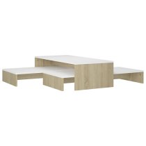 Urania Wooden Nesting Coffee Table Set In White And Sonoma Oak