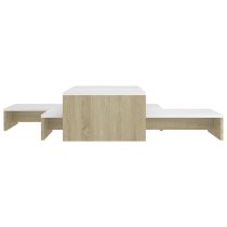 Urania Wooden Nesting Coffee Table Set In White And Sonoma Oak