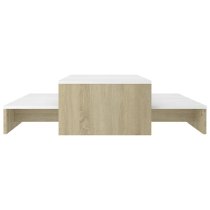 Urania Wooden Nesting Coffee Table Set In White And Sonoma Oak