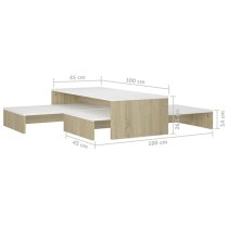 Urania Wooden Nesting Coffee Table Set In White And Sonoma Oak