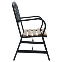 Amyra Wooden Garden Seating Bench With Steel Frame In Black