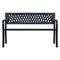 Inaya 125cm Diamond Design Steel Garden Seating Bench In Black